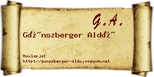Günszberger Aldó névjegykártya
